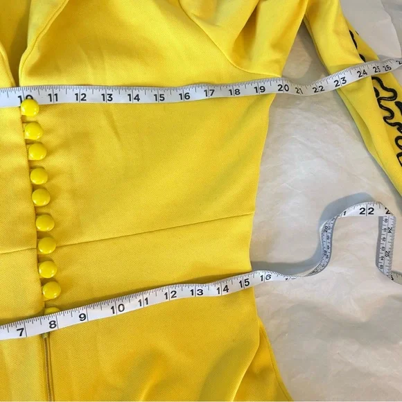 Fredrick’s of Hollywood Vintage 70s RARE Embroidered Bell Bottom Jumpsuit Yellow - Picture 12 of 14